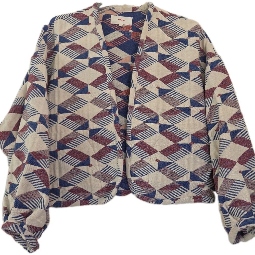 Xirena Ivory  Crop Jacket Boxy Embroidered Quilted Blazer XS